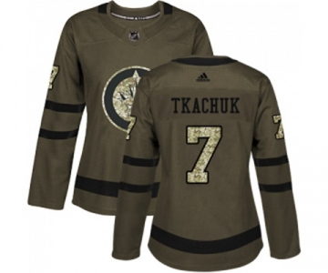 Women Adidas Winnipeg Jets #7 Keith Tkachuk Authentic Green Salute to Service NHL Jersey