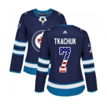 Women Adidas Winnipeg Jets #7 Keith Tkachuk Authentic Navy Blue USA Flag Fashion NHL Jersey