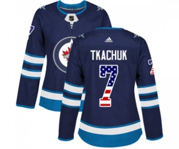 Women Adidas Winnipeg Jets #7 Keith Tkachuk Authentic Navy Blue USA Flag Fashion NHL Jersey