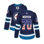 Women Adidas Winnipeg Jets #70 Joe Morrow Authentic Navy Blue USA Flag Fashion NHL Jersey