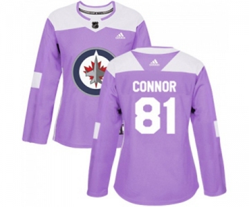 Women Adidas Winnipeg Jets #81 Kyle Connor Authentic Purple Fights Cancer Practice NHL Jersey