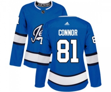 Women Adidas Winnipeg Jets #81 Kyle Connor Premier Blue Alternate NHL Jersey