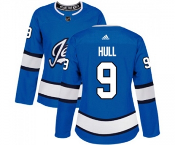 Women Adidas Winnipeg Jets #9 Bobby Hull Premier Blue Alternate NHL Jersey