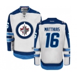 Women Reebok Winnipeg Jets #16 Shawn Matthias Authentic White Away NHL Jersey