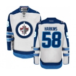 Women Reebok Winnipeg Jets #58 Jansen Harkins Authentic White Away NHL Jersey