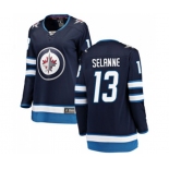 Women Winnipeg Jets #13 Teemu Selanne Fanatics Branded Navy Blue Home Breakaway NHL Jersey