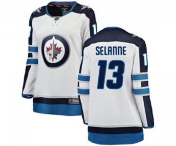 Women Winnipeg Jets #13 Teemu Selanne Fanatics Branded White Away Breakaway NHL Jersey