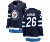 Women Winnipeg Jets #26 Blake Wheeler Fanatics Branded Navy Blue Home Breakaway NHL Jersey