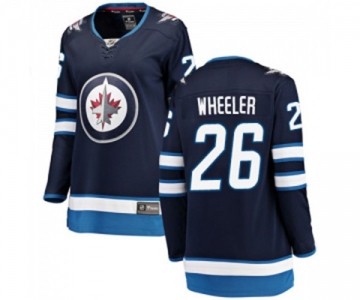 Women Winnipeg Jets #26 Blake Wheeler Fanatics Branded Navy Blue Home Breakaway NHL Jersey