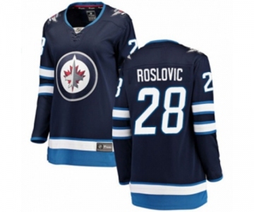 Women Winnipeg Jets #28 Jack Roslovic Fanatics Branded Navy Blue Home Breakaway NHL Jersey