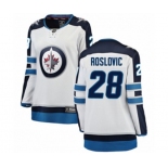 Women Winnipeg Jets #28 Jack Roslovic Fanatics Branded White Away Breakaway NHL Jersey