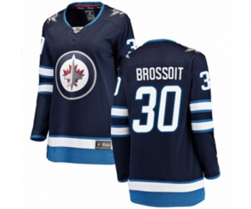 Women Winnipeg Jets #30 Laurent Brossoit Fanatics Branded Navy Blue Home Breakaway NHL Jersey