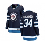 Women Winnipeg Jets #34 Michael Hutchinson Fanatics Branded Navy Blue Home Breakaway NHL Jersey