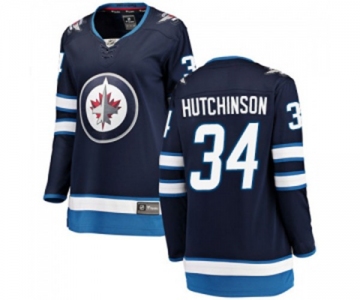 Women Winnipeg Jets #34 Michael Hutchinson Fanatics Branded Navy Blue Home Breakaway NHL Jersey