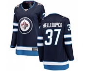 Women Winnipeg Jets #37 Connor Hellebuyck Fanatics Branded Navy Blue Home Breakaway NHL Jersey