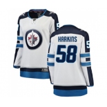 Women Winnipeg Jets #58 Jansen Harkins Fanatics Branded White Away Breakaway NHL Jersey