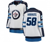 Women Winnipeg Jets #58 Jansen Harkins Fanatics Branded White Away Breakaway NHL Jersey