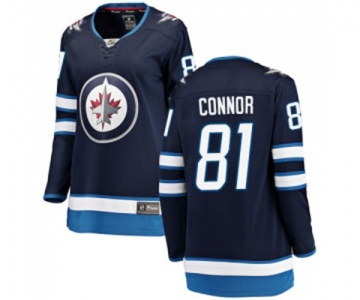 Women Winnipeg Jets #81 Kyle Connor Fanatics Branded Navy Blue Home Breakaway NHL Jersey