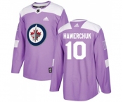 Youth Adidas Winnipeg Jets #10 Dale Hawerchuk Authentic Purple Fights Cancer Practice NHL Jersey