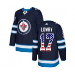 Youth Adidas Winnipeg Jets #17 Adam Lowry Authentic Navy Blue USA Flag Fashion NHL Jersey