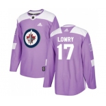 Youth Adidas Winnipeg Jets #17 Adam Lowry Authentic Purple Fights Cancer Practice NHL Jersey