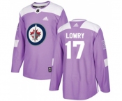 Youth Adidas Winnipeg Jets #17 Adam Lowry Authentic Purple Fights Cancer Practice NHL Jersey