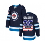 Youth Adidas Winnipeg Jets #25 Paul Stastny Authentic Navy Blue USA Flag Fashion NHL Jersey