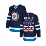 Youth Adidas Winnipeg Jets #26 Blake Wheeler Authentic Navy Blue USA Flag Fashion NHL Jersey