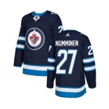 Youth Adidas Winnipeg Jets #27 Teppo Numminen Authentic Navy Blue Home NHL Jersey