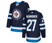 Youth Adidas Winnipeg Jets #27 Teppo Numminen Authentic Navy Blue Home NHL Jersey