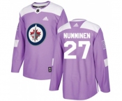 Youth Adidas Winnipeg Jets #27 Teppo Numminen Authentic Purple Fights Cancer Practice NHL Jersey