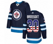 Youth Adidas Winnipeg Jets #30 Laurent Brossoit Authentic Navy Blue USA Flag Fashion NHL Jersey