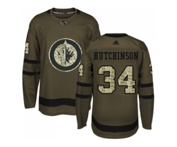 Youth Adidas Winnipeg Jets #34 Michael Hutchinson Green Salute to Service Stitched NHL Jersey