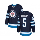 Youth Adidas Winnipeg Jets #5 Dmitry Kulikov Authentic Navy Blue Home NHL Jersey