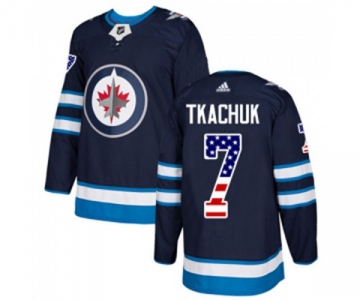 Youth Adidas Winnipeg Jets #7 Keith Tkachuk Authentic Navy Blue USA Flag Fashion NHL Jersey