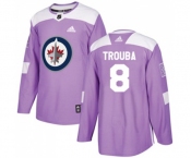 Youth Adidas Winnipeg Jets #8 Jacob Trouba Authentic Purple Fights Cancer Practice NHL Jersey