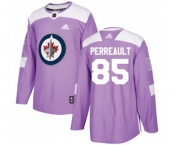 Youth Adidas Winnipeg Jets #85 Mathieu Perreault Authentic Purple Fights Cancer Practice NHL Jersey