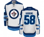 Youth Reebok Winnipeg Jets #58 Jansen Harkins Authentic White Away NHL Jersey