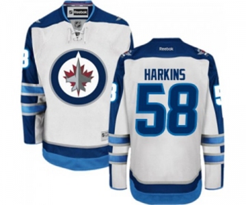 Youth Reebok Winnipeg Jets #58 Jansen Harkins Authentic White Away NHL Jersey