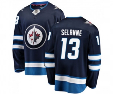 Youth Winnipeg Jets #13 Teemu Selanne Fanatics Branded Navy Blue Home Breakaway NHL Jersey