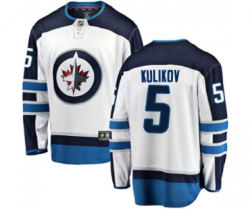 Youth Winnipeg Jets #5 Dmitry Kulikov Fanatics Branded White Away Breakaway NHL Jersey