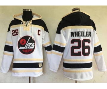 Men's Winnipeg Jets #26 Blake Wheeler White Sawyer Hooded Sweatshirt Stitched NHL Jersey