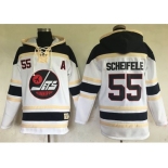 Men's Winnipeg Jets #55 Mark Scheifele White Sawyer Hooded Sweatshirt Stitched NHL Jersey