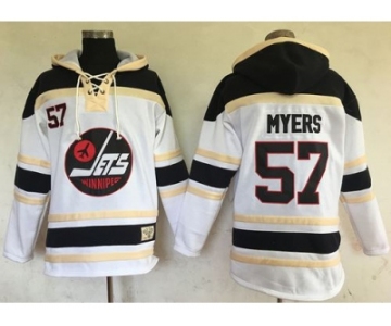 Men's Winnipeg Jets #57 Tyler Myers White Sawyer Hooded Sweatshirt Stitched NHL Jersey