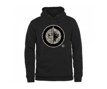 Men's Winnipeg Jets Black Rink Warrior Pullover Hoodie