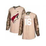 Men Adidas Phoenix Coyotes #16 Max Domi Camo Authentic 2017 Veterans Day Stitched NHL Jersey