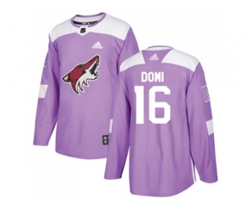 Men Adidas Phoenix Coyotes #16 Max Domi Purple Authentic Fights Cancer Stitched NHL Jersey