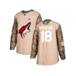 Men Adidas Phoenix Coyotes #18 Christian Dvorak Camo Authentic 2017 Veterans Day Stitched NHL Jersey