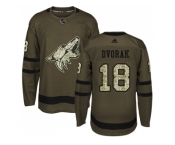 Men Adidas Phoenix Coyotes #18 Christian Dvorak Green Salute to Service Stitched NHL Jersey