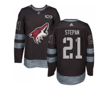 Men Adidas Phoenix Coyotes #21 Derek Stepan Black 1917-2017 100th Anniversary Stitched NHL Jersey